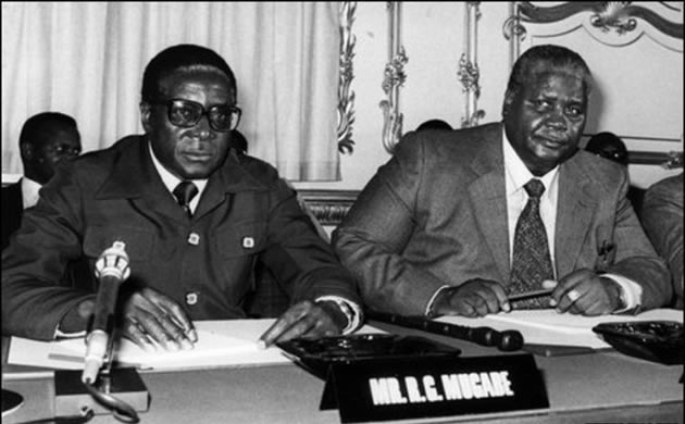 For President Mugabe (left) and the late Vice President Joshua Nkomo land was always the issue even during the Lancaster House Constitutional Conference. The position on land has not been compromised