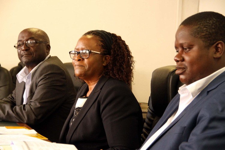 Harare Acting Town Clerk Mrs Josephine Ncube, flanked by Director of Engineering Services Phillip Pfukwa (left) and Engineer Calvin Chigariro, when they appeared before the Parliamentary Portfolio Committee on Environment, Water, Tourism and Hospitality Industry yesterday. — (Picture by Tawanda Mudimu)