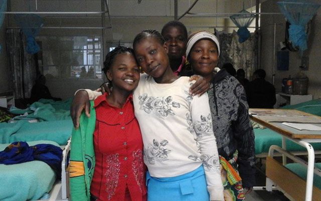Katherine Manjengwa (far right) with friends at Chinhoyi Hospital